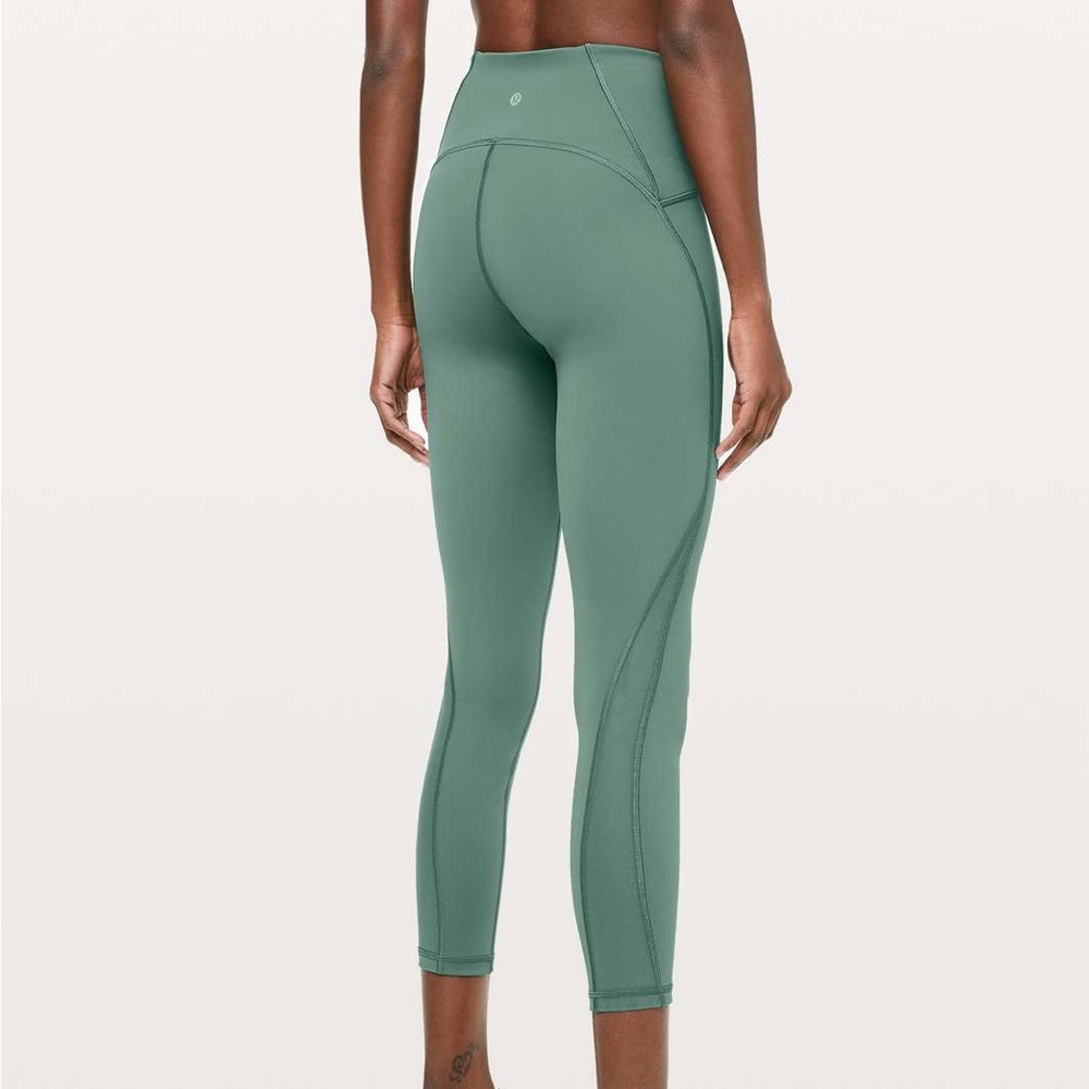 Lululemon Train Times Leggings Yoga 7/8 Pant 25" Green Smoke Size 4